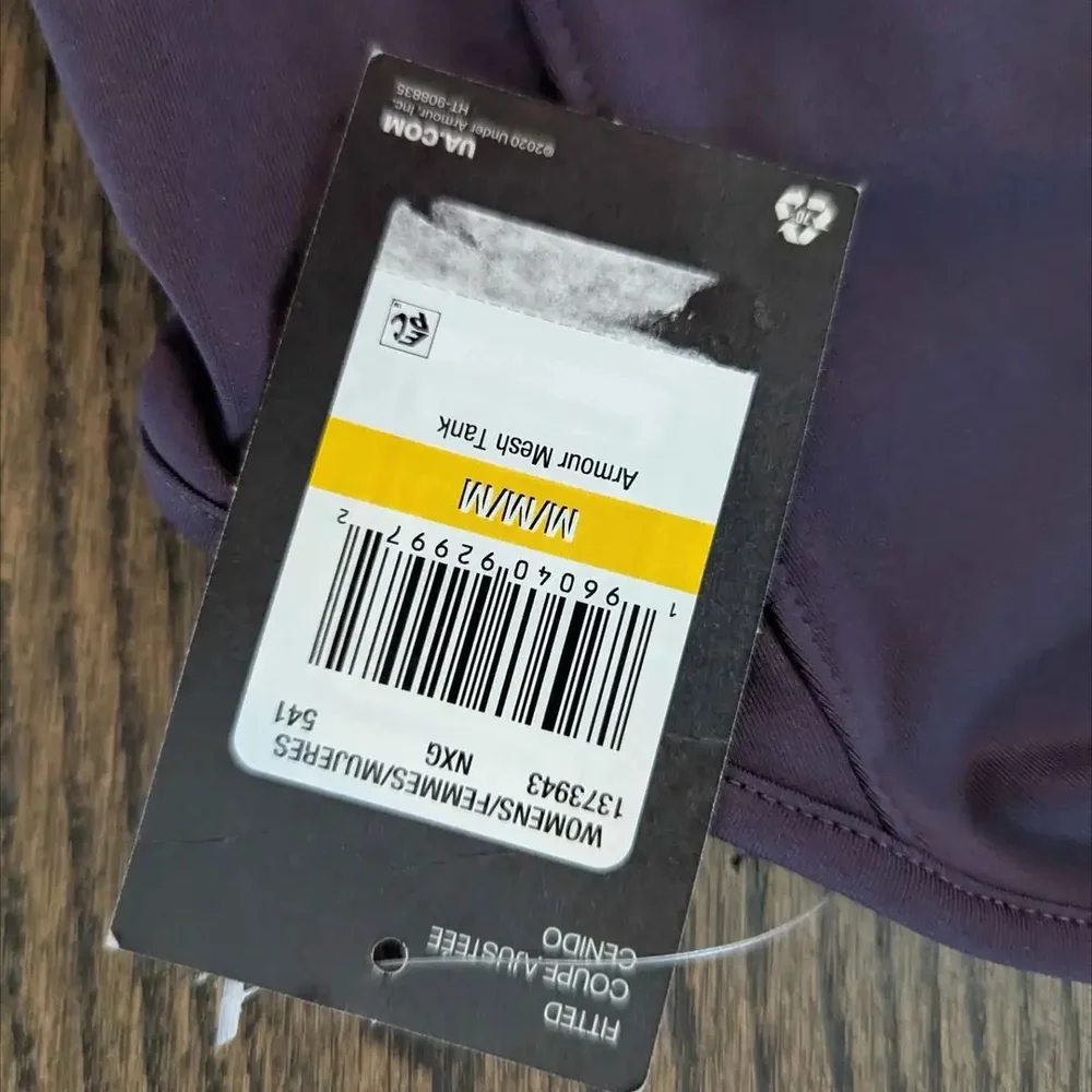 Under Armour Deep Purple Tank Top with Bold Neon Pinkish Coral Accents - Picture 3 of 8